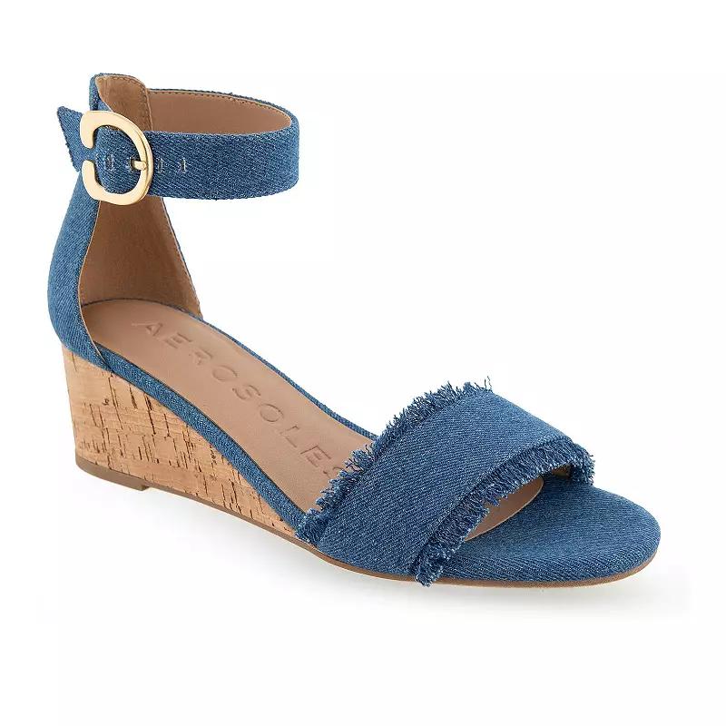 Aerosoles Willis Womens Wedge Dress Sandals Medium Blue Blue Product Image