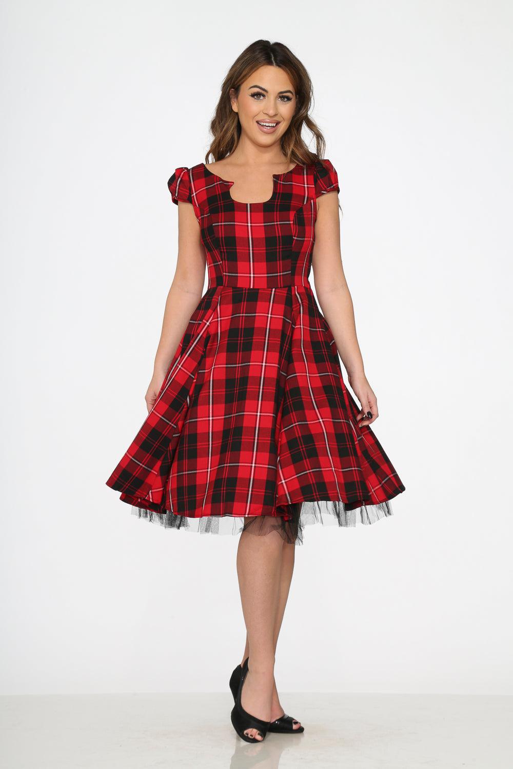 Red Plaid Swing Dress Product Image