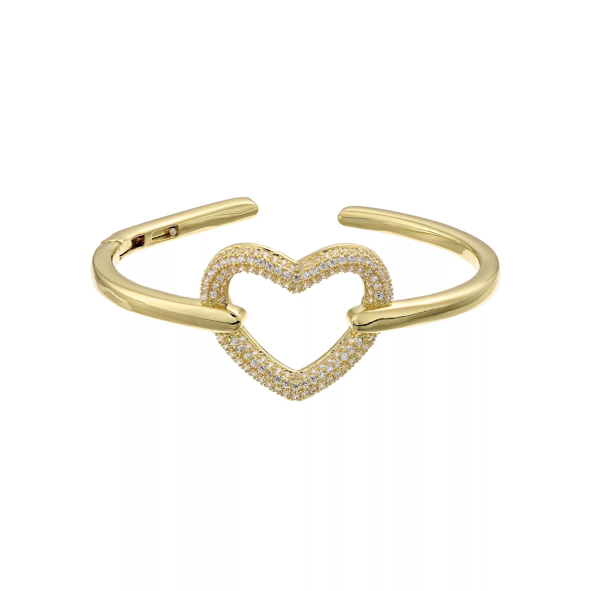 Sterling Silver Cubic Zirconia Heart Halo Stacking Ring, Womens Gold Tone Product Image