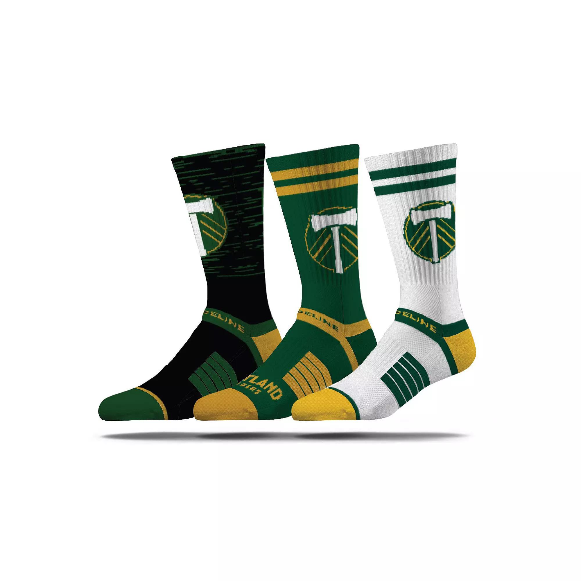 Mens Strideline Portland Timbers Premium 3-Pack Knit Crew Socks Set Product Image