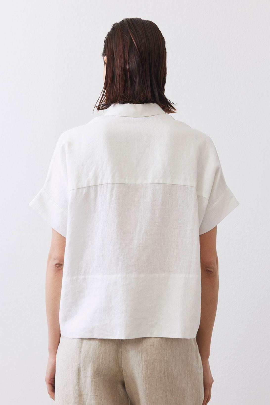 Boxy Linen Cropped Blouse Product Image