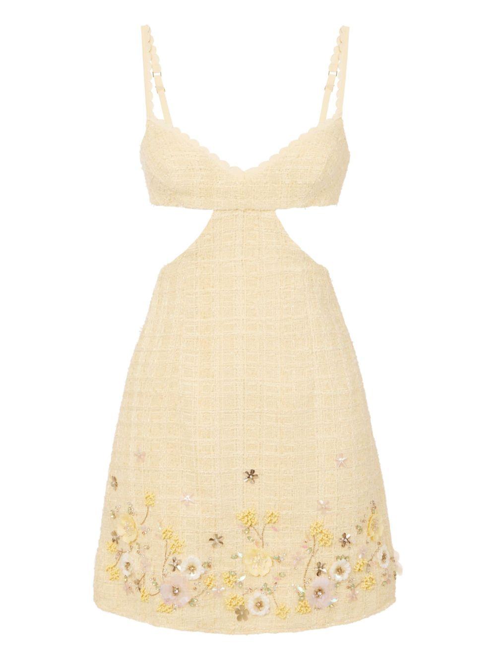 cut-out floral-embroidered mini cocktail dress Product Image