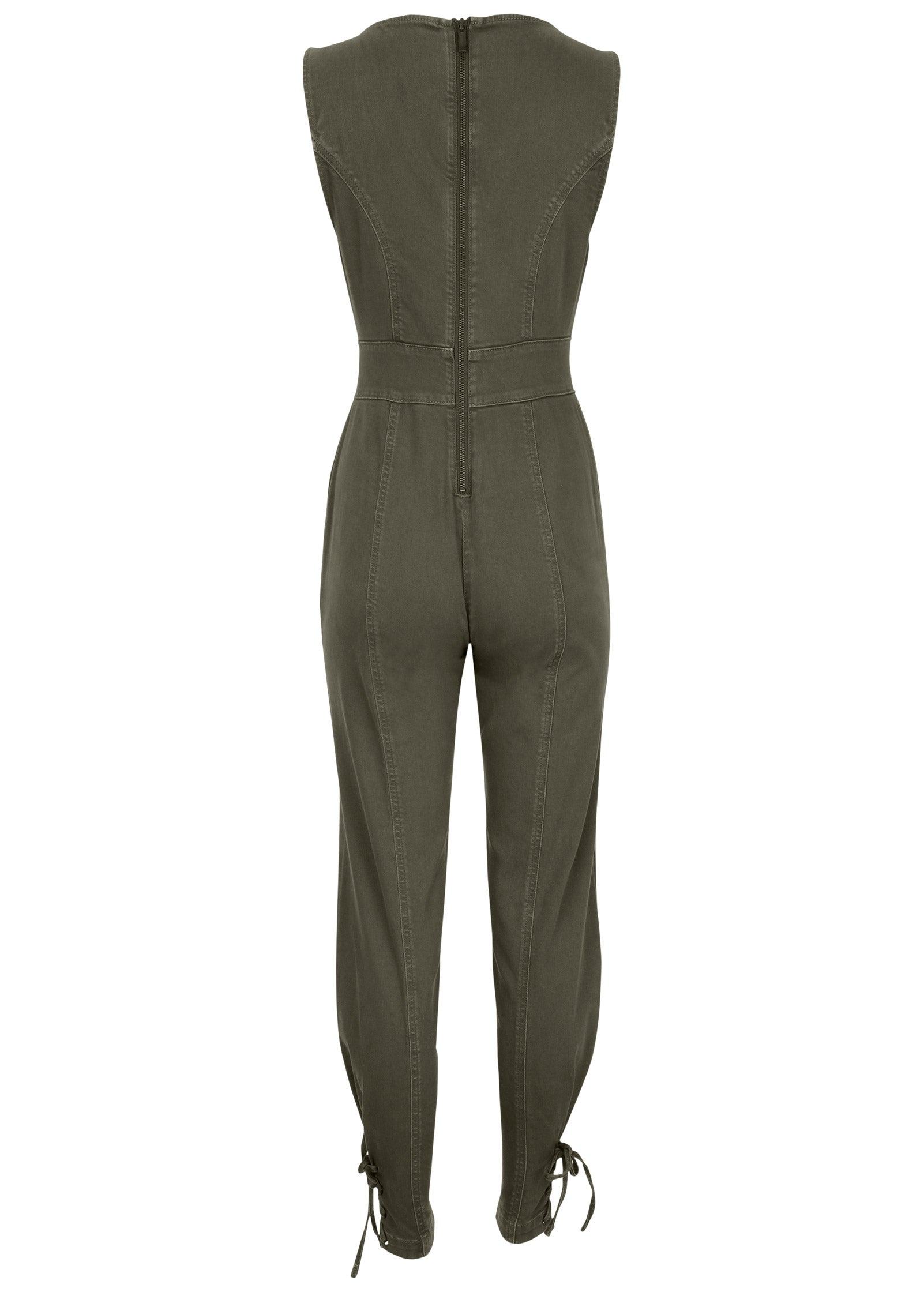 Twill Utility Jumpsuit - Olive Product Image