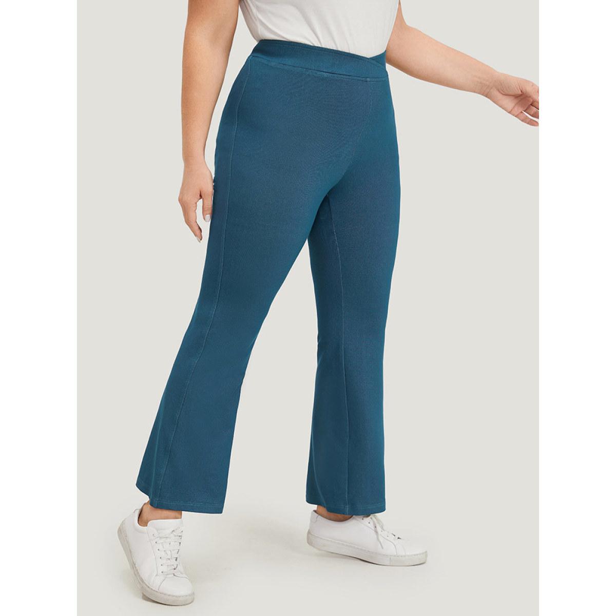 Plus Size Supersoft Essentials Solid High Rise Moderately Stretchy Jeans Women Blue Casual Plain Plain Medium stretch Side seam pocket Jeans BloomChic 20/2X Product Image