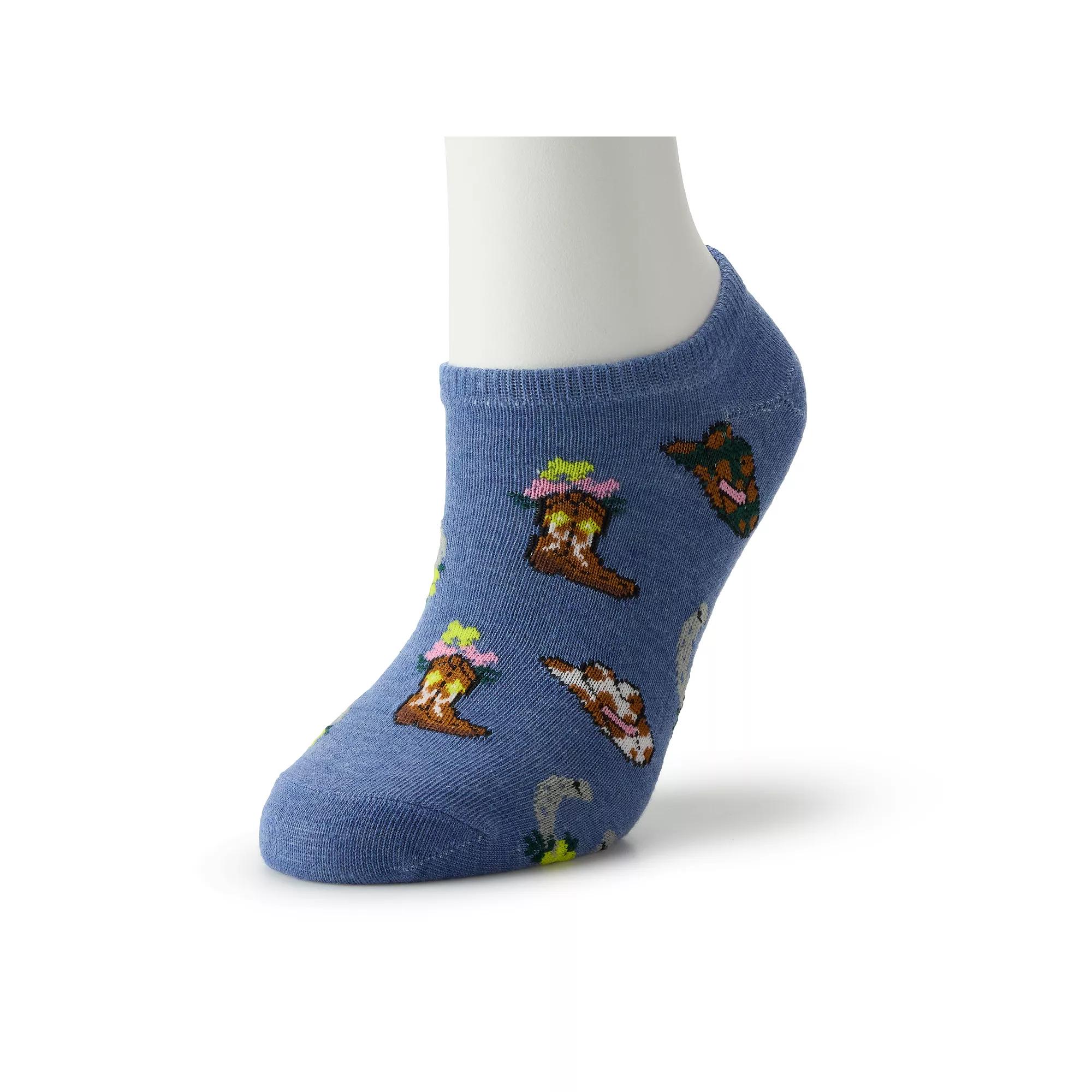 Womens Patterned No Show Socks Denim Grey Product Image