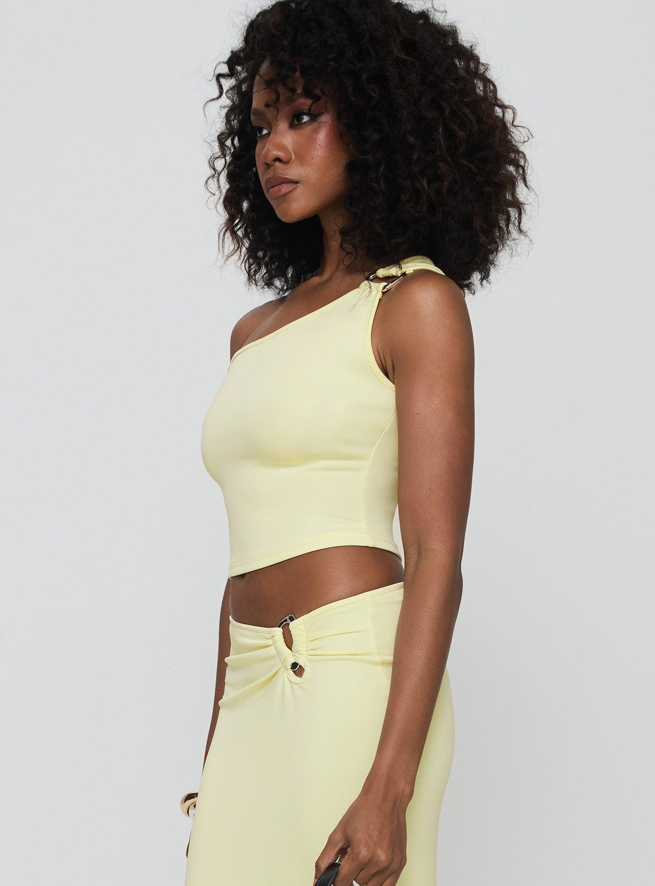 Rios One Shoulder Top Cream Product Image