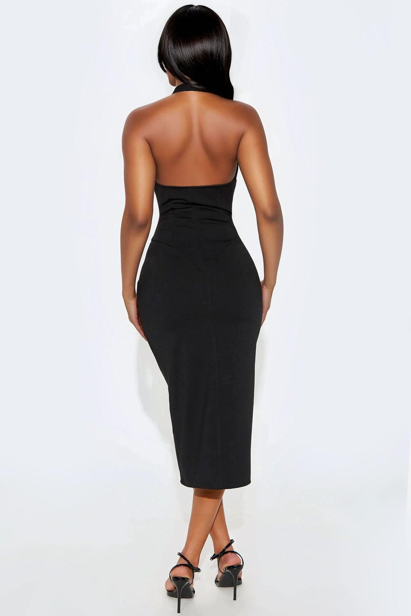 Carmine Ponte Halter Midi Dress - Black Female Product Image