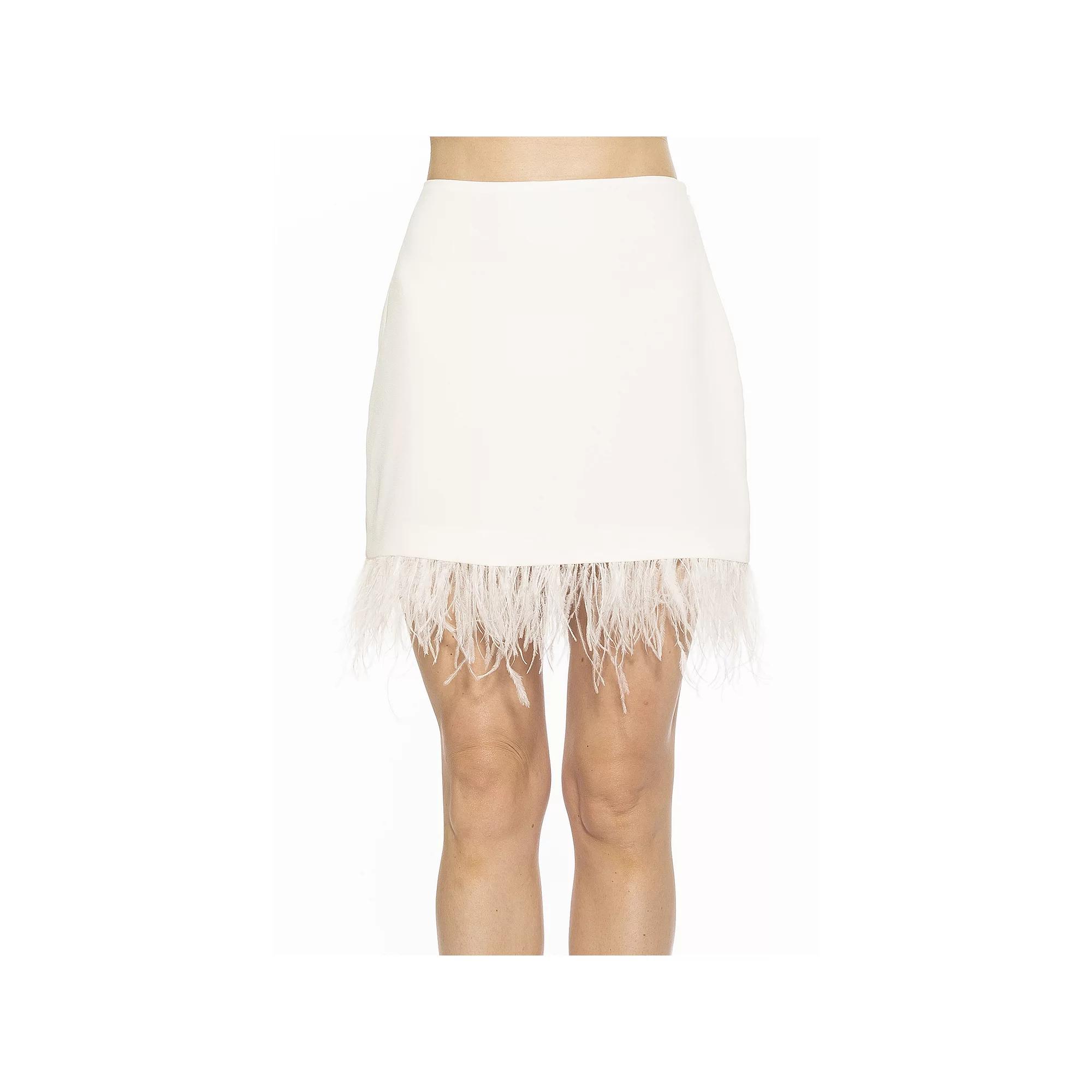 Women's ALEXIA ADMOR Flora Classic Mini Skirt With Feather Trim,  Product Image