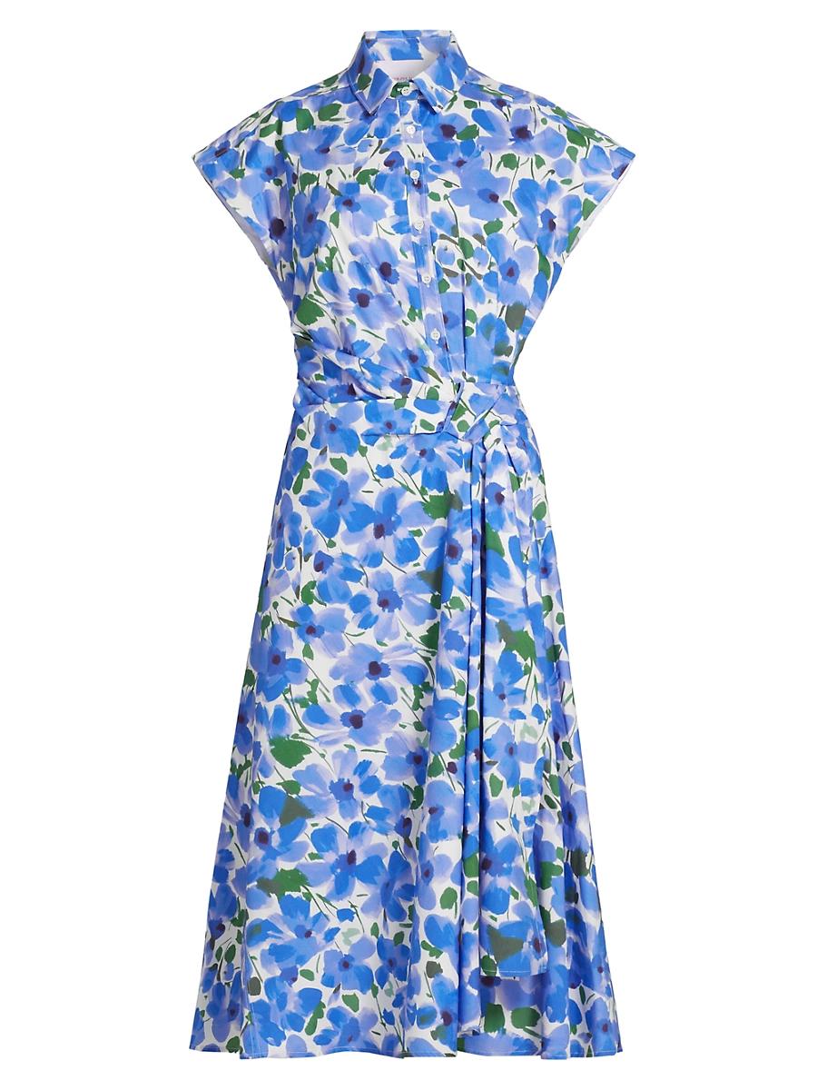 Womens Collared Faux Wrap Cap-Sleeve Dress Product Image