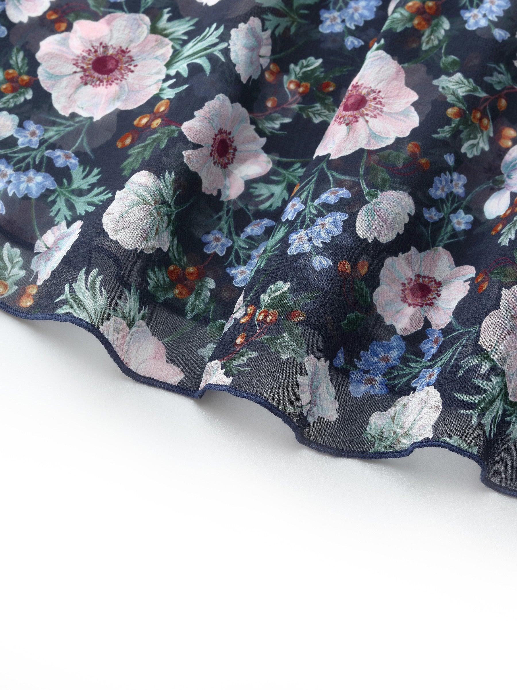 10MM Mulberry Silk Floral Print Women Tiered Skirt Product Image