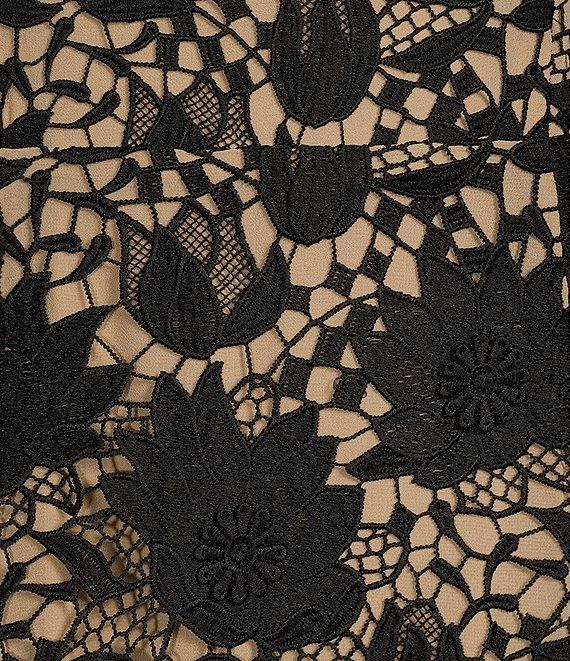 Antonio Melani Jenneth Schiffli Lace Sheer Illusion Square Neck Sleeveless Strap A-Line Gown Product Image