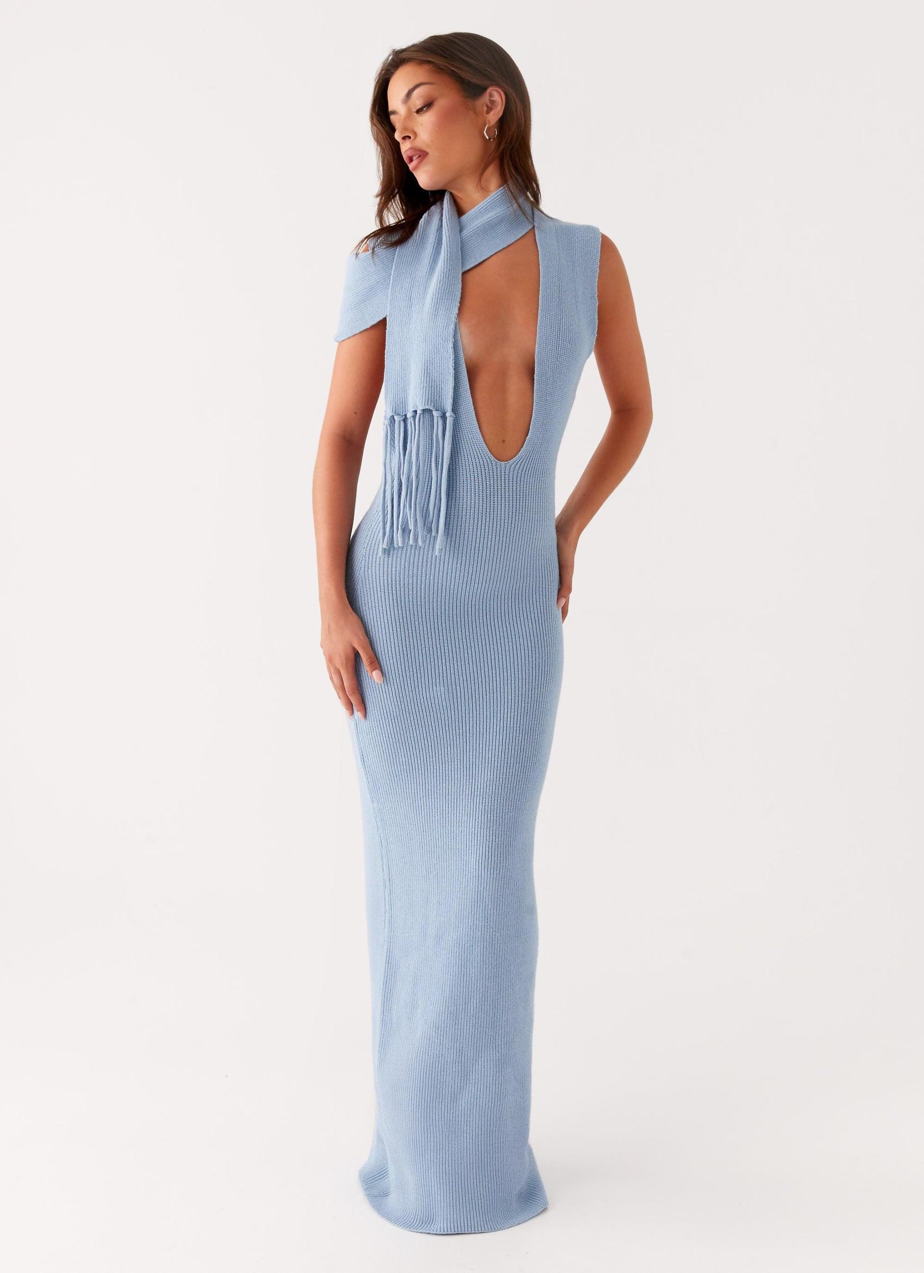 Raine Knit Maxi Dress - Blue Product Image