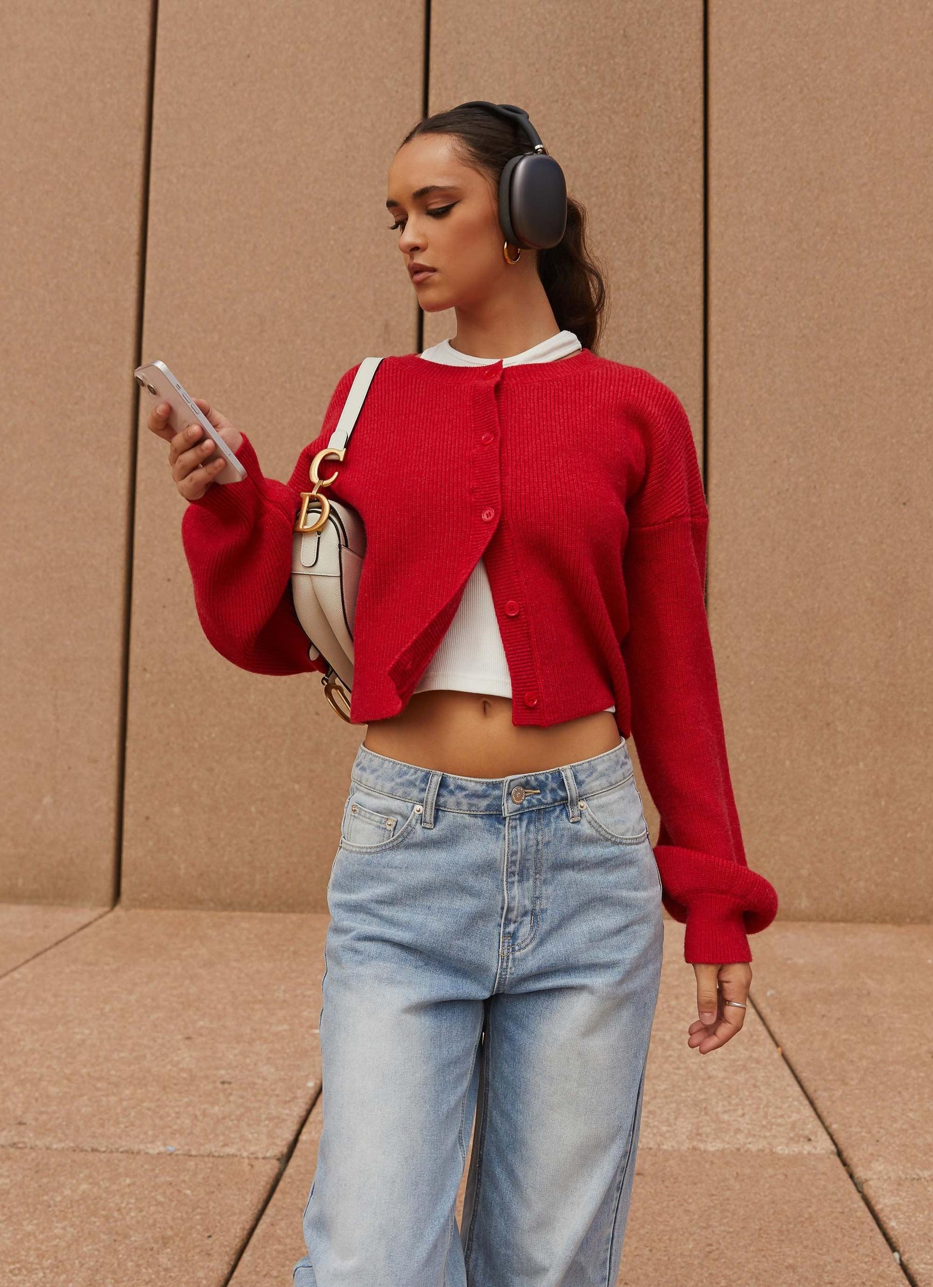 Daphne Knit Cardigan - Cherry Product Image