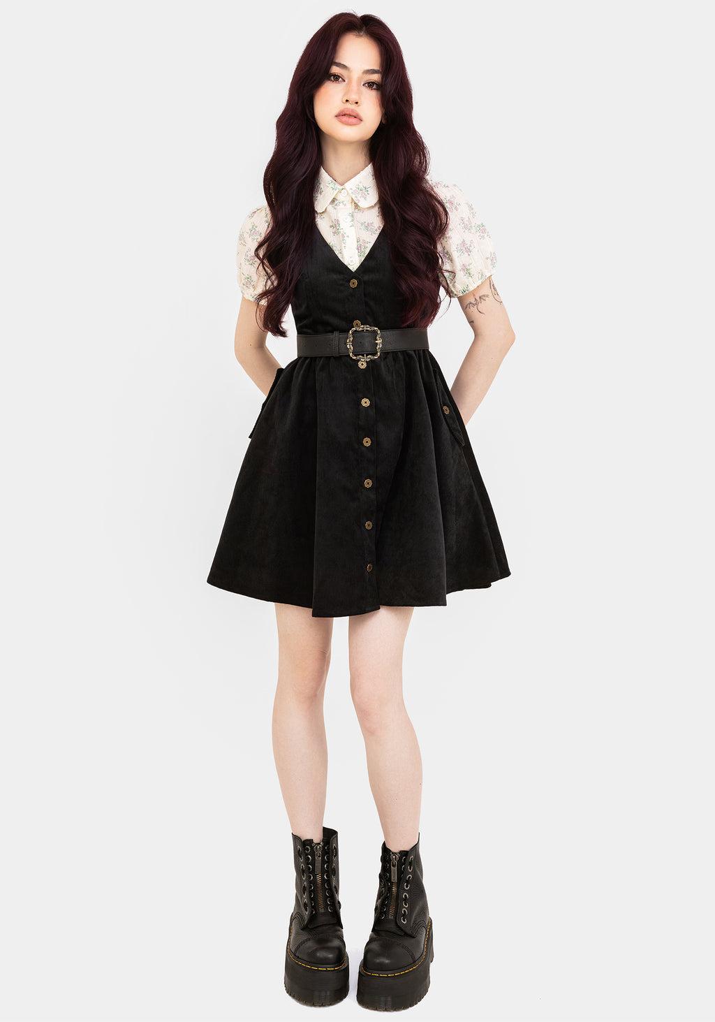 Iris Button Up Pinafore Mini Dress Product Image