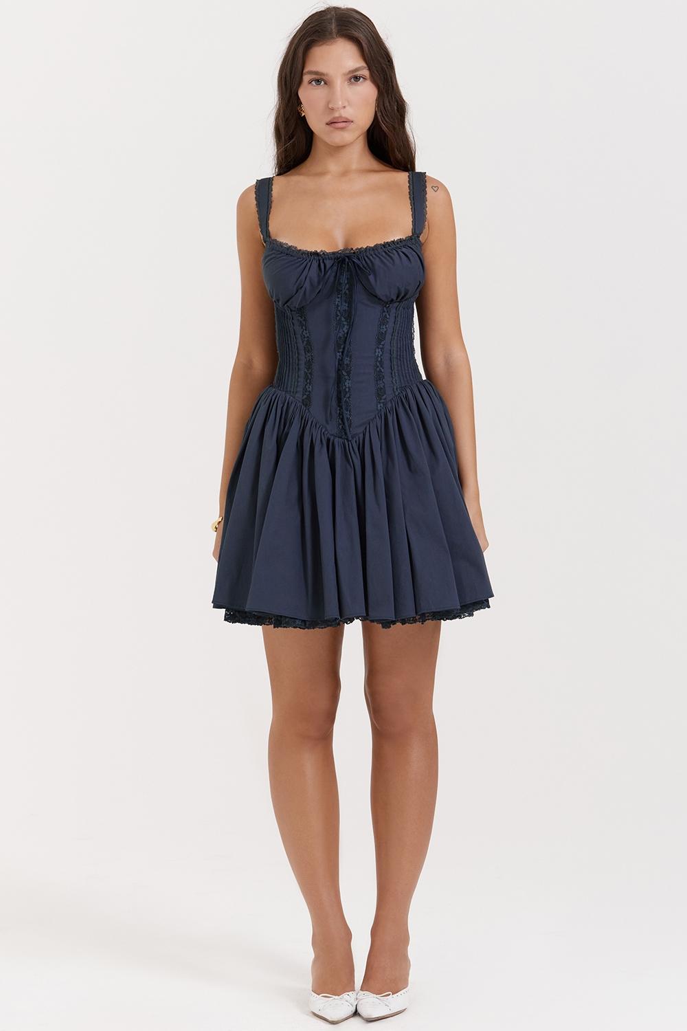 Pietra  french navy corset mini dress Product Image