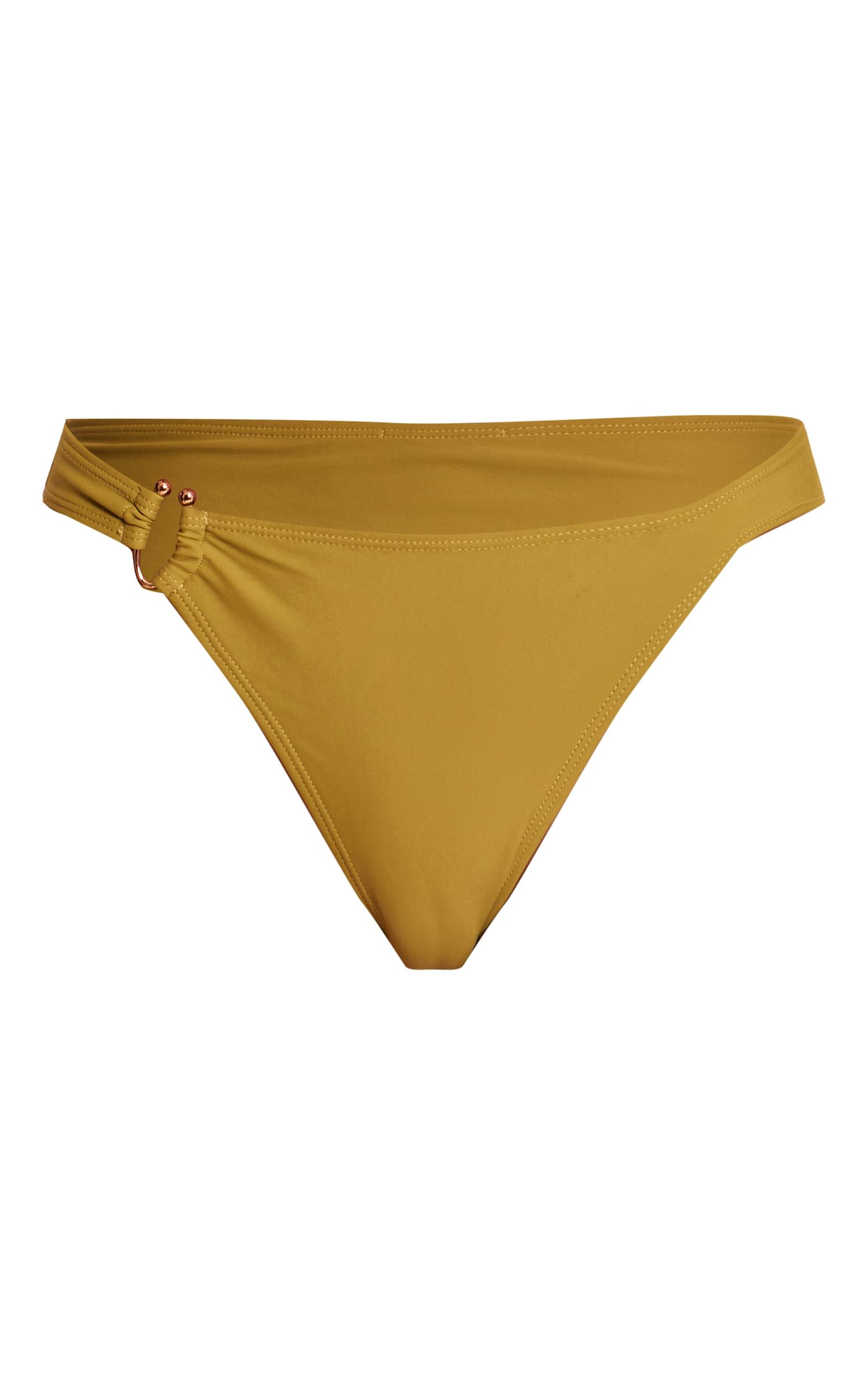 Olive Gold Trim Tanga Bikini Bottoms Product Image