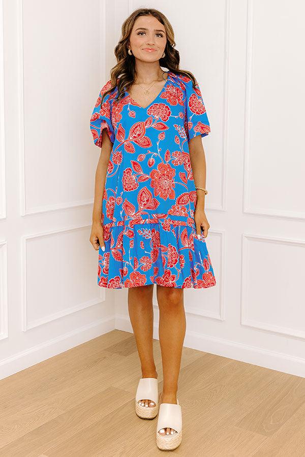 Serene Moment Floral Mini Dress in Ocean Blue Product Image