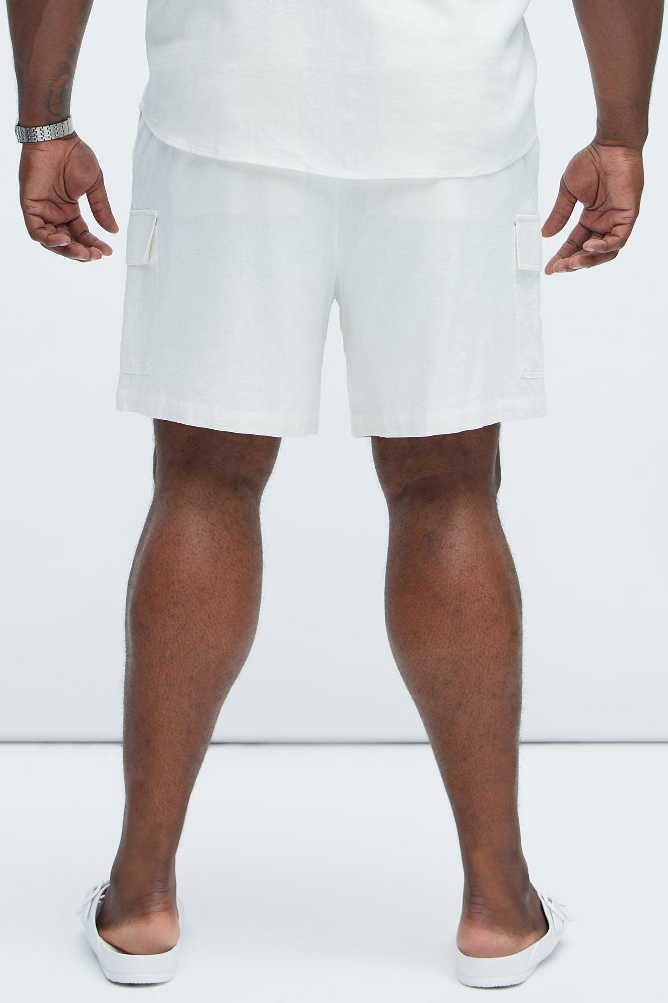 Bahamas Linen Cargo Shorts - White Product Image