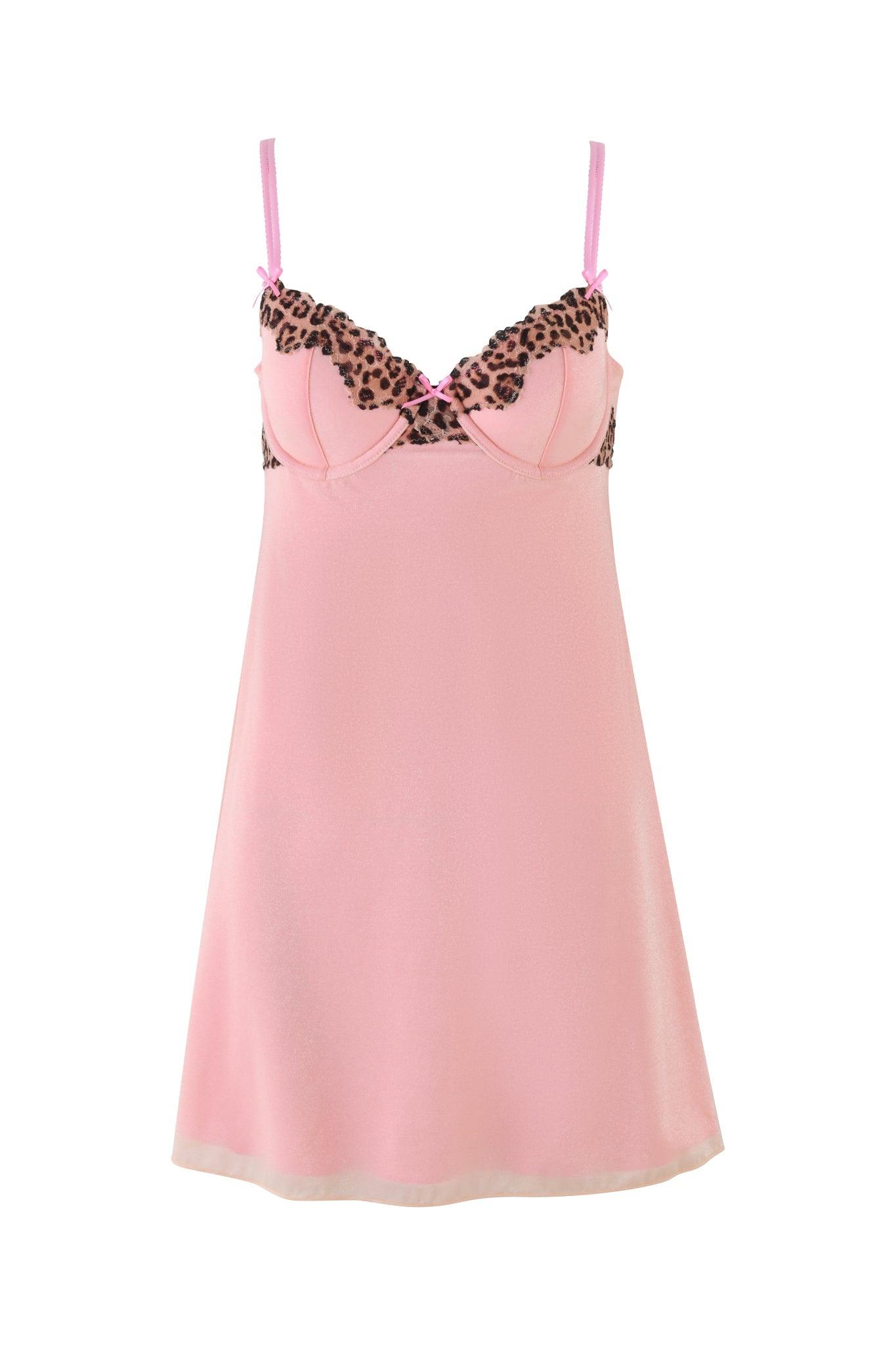 AMARI SLIP DRESS - PINK : LEOPARD Product Image