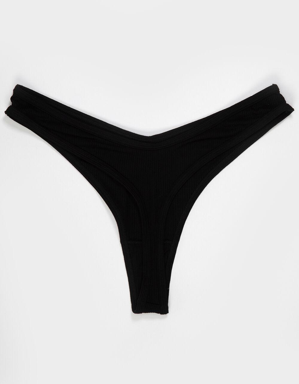 FULL TILT High Leg Rib Thong - BLACK Product Image