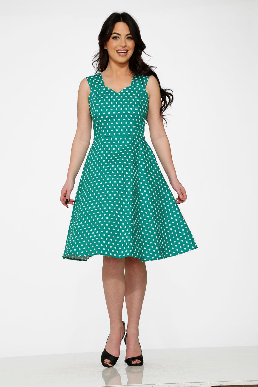 Green & White Polka Dot Dress Product Image