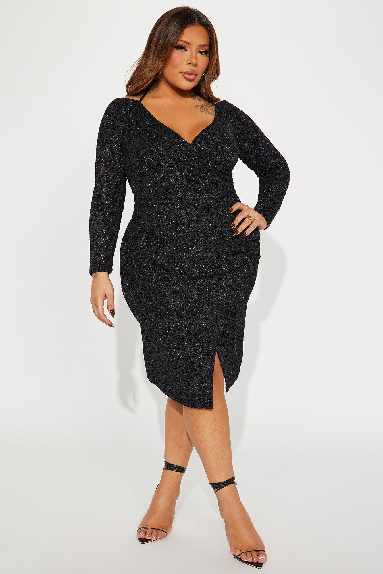 All That Glitter Midi Dress - Black Product Image