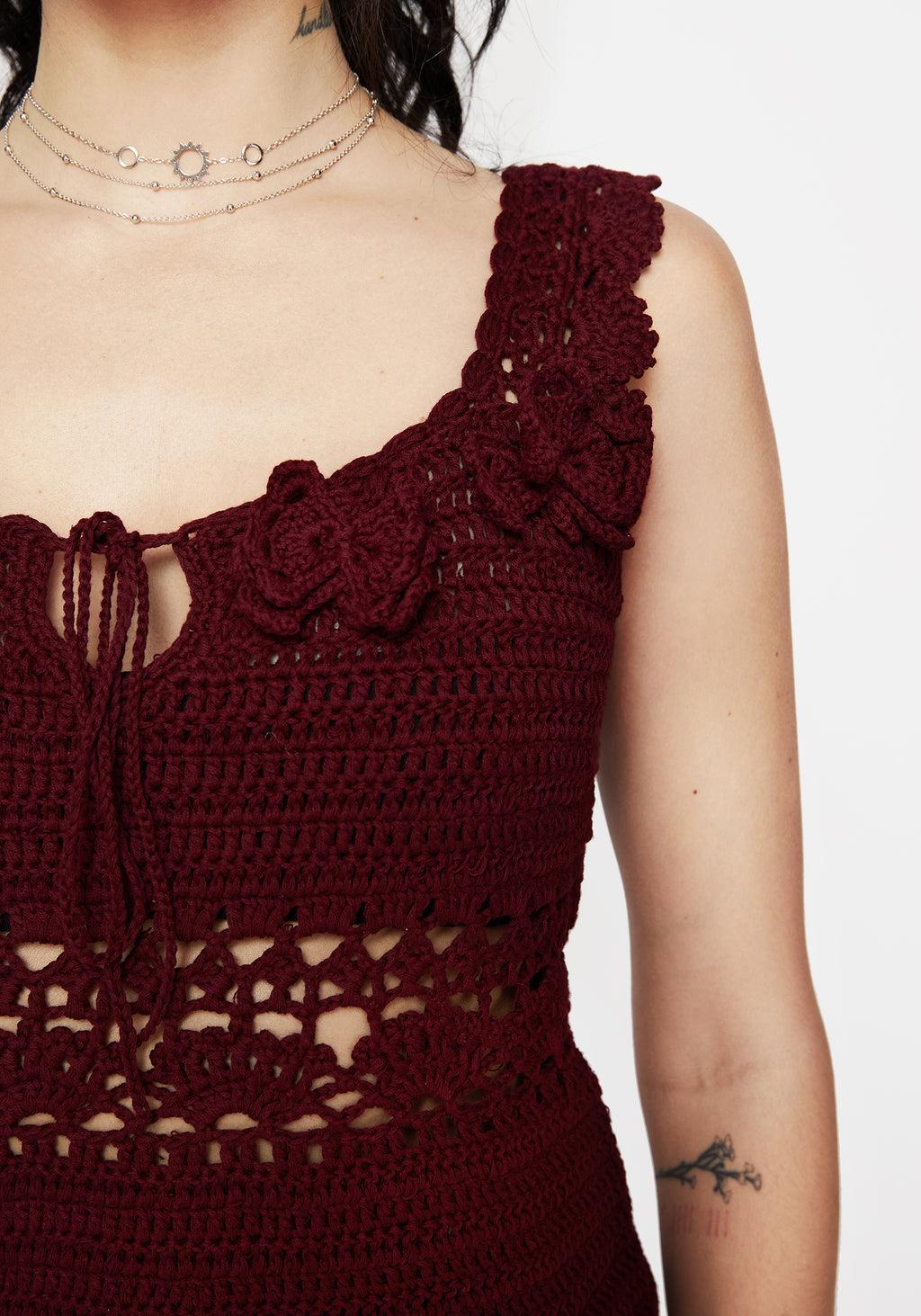 Elnora Moth Hand Crochet Knit Top Product Image