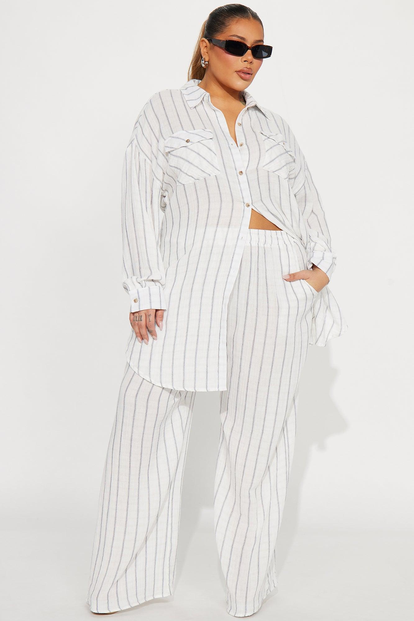 The Perfect Striped Pant Set - White/combo Product Image