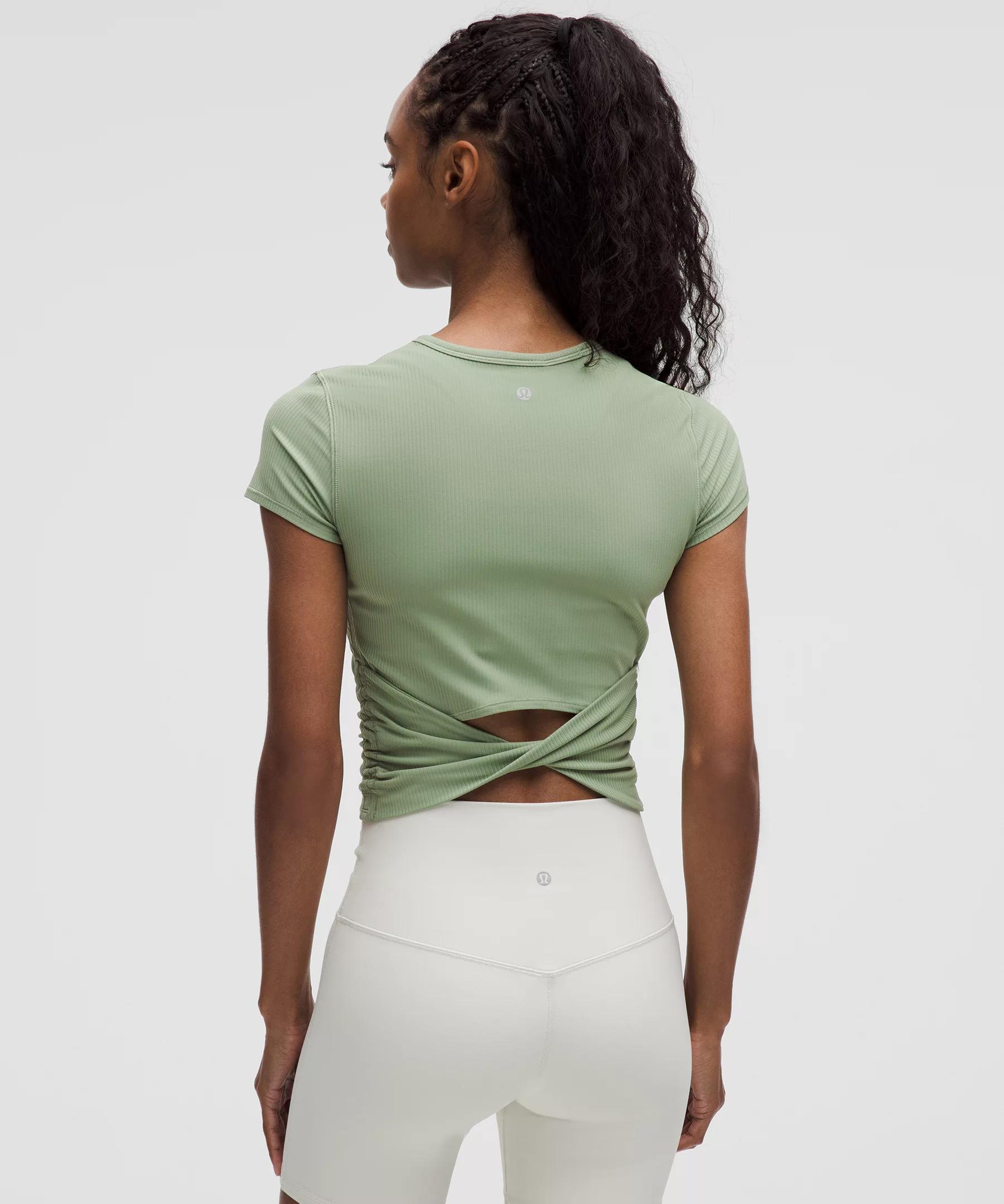 All It Takes Back-Twist Ribbed Short-Sleeve Shirt Product Image