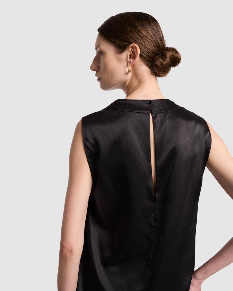 Silk High Neck Draped Blouse Product Image