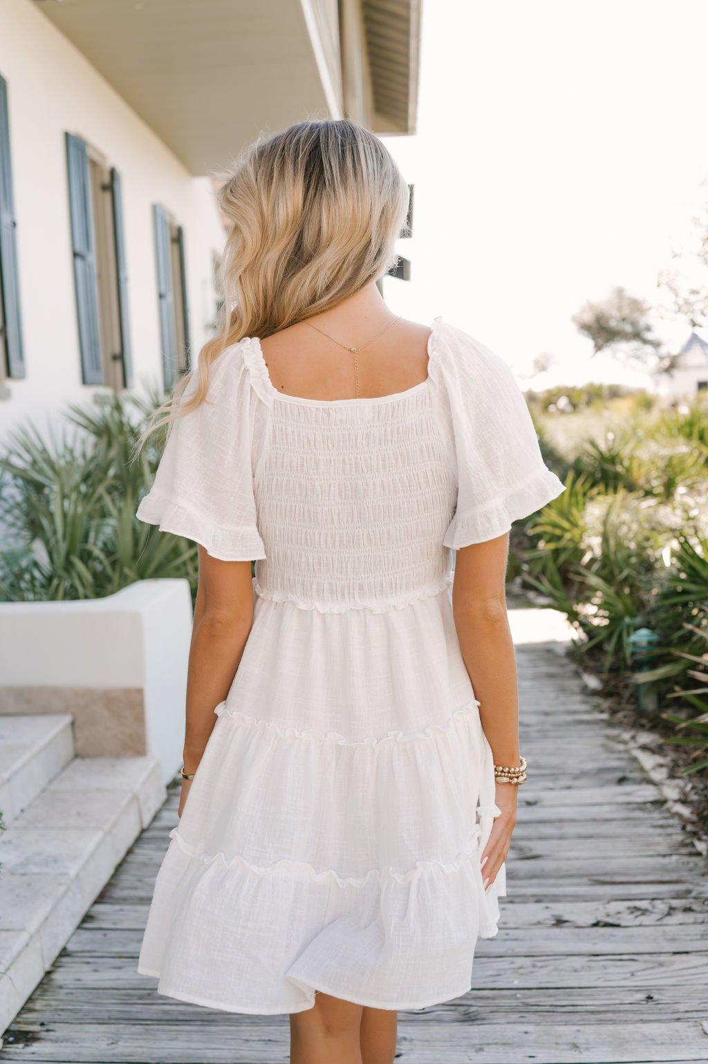 White Babydoll Tiered Mini Dress - FINAL SALE Product Image