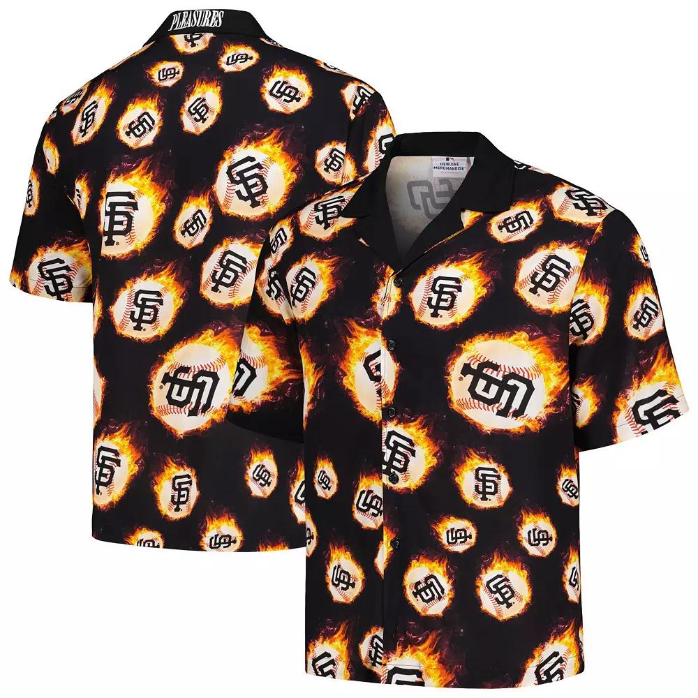 Men's Black San Francisco Giants Flame Fireball Button-Up Shirt, Size: Large Product Image