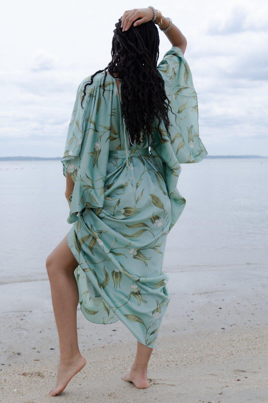 Satin Kaftan Tie-Front Maxi Product Image