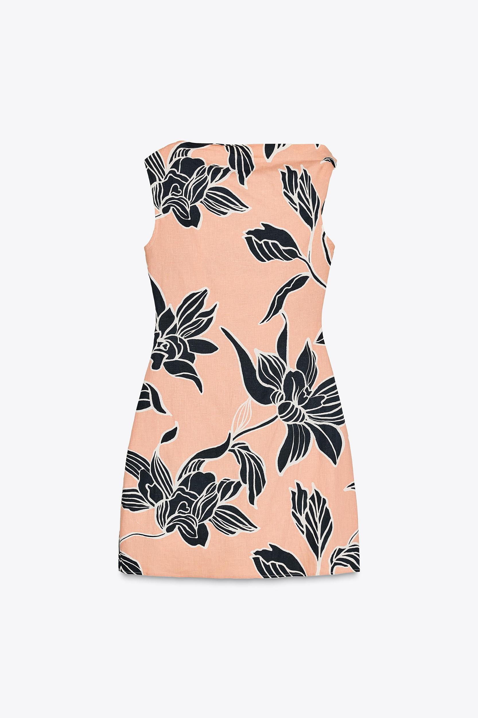 PRINTED LINEN BLEND MINI DRESS Product Image