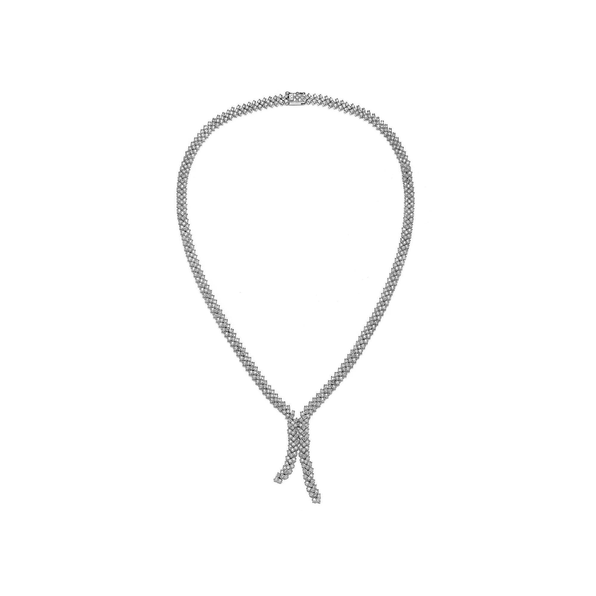 Sterling Silver Cubic Zirconia 3-Row Cluster Necklace, Womens Product Image