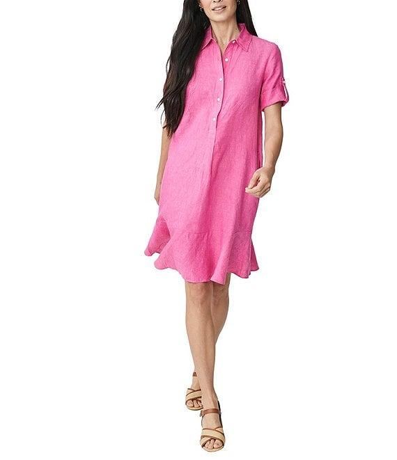 J.McLaughlin Wellesley Solid Denim Point Collar Dress Product Image