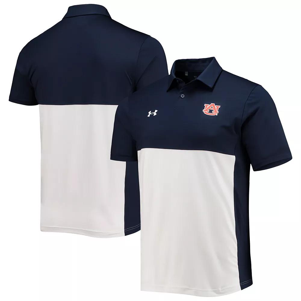 Men's Under Armour Navy/White Auburn Tigers 2022 Blocked Coaches Performance Polo, Size: Medium, Blue Product Image