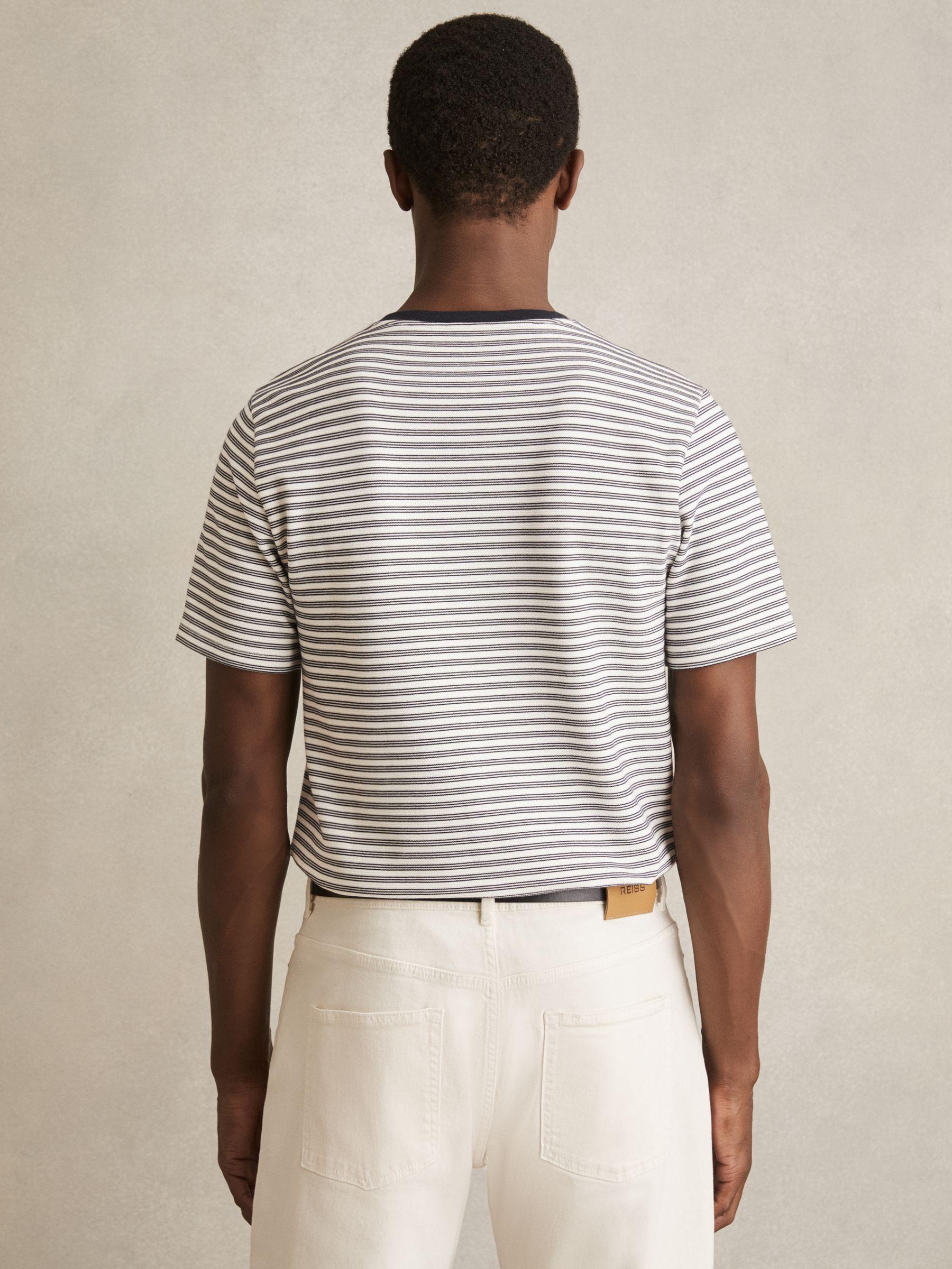 Heavyweight Striped T-Shirt in White/Navy Product Image