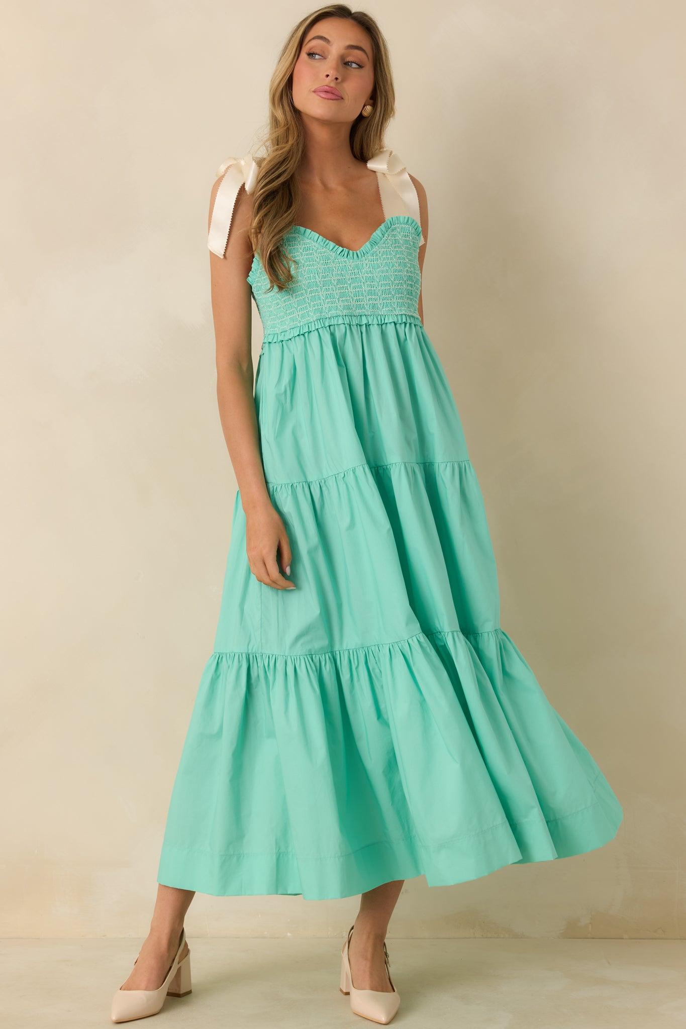 The Felicity Mint Green Cotton Midi Dress L / Mint Product Image