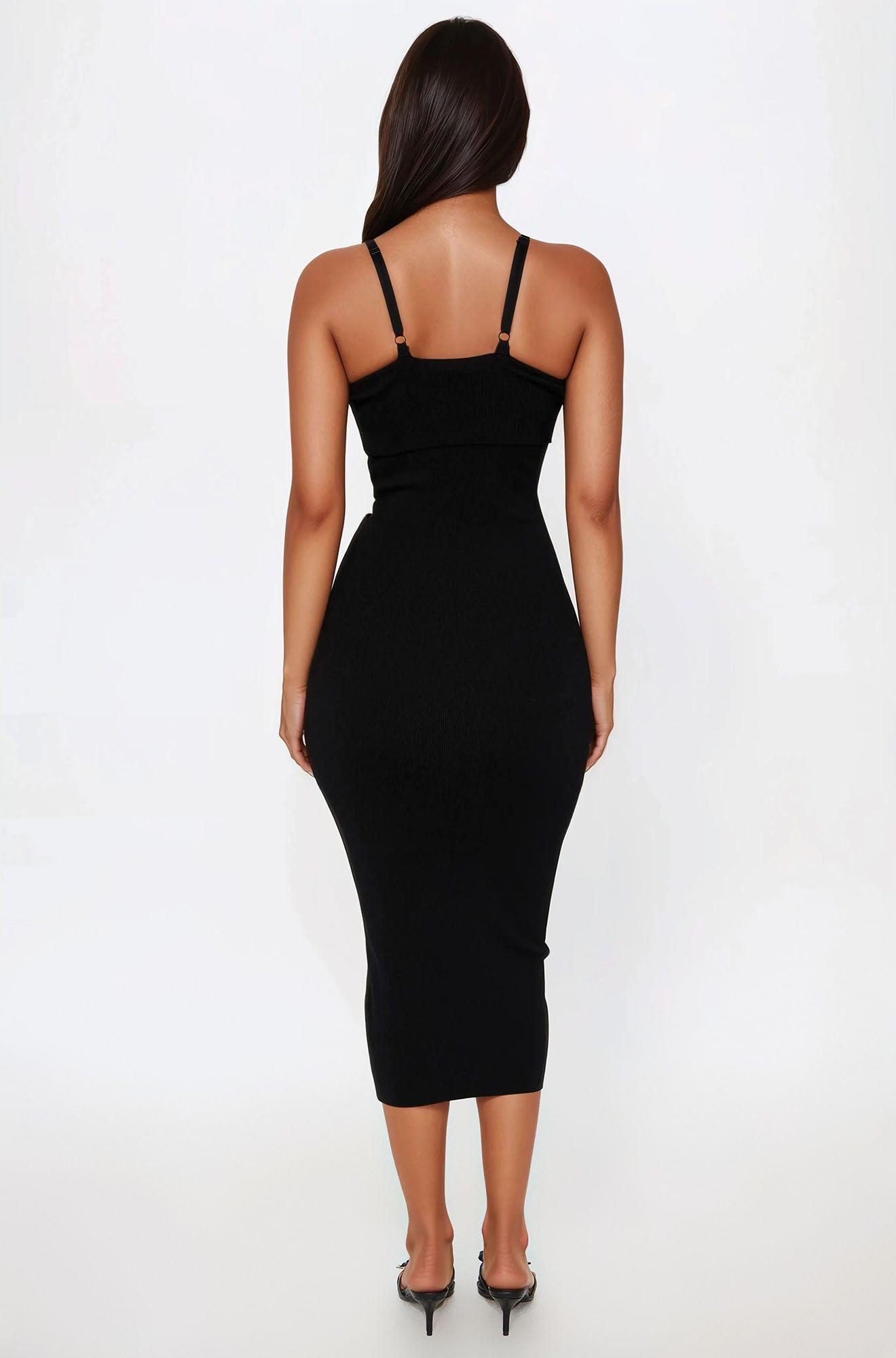 Belinda Cold Shoulder Sweater Midi Dress - Black Female Product Image