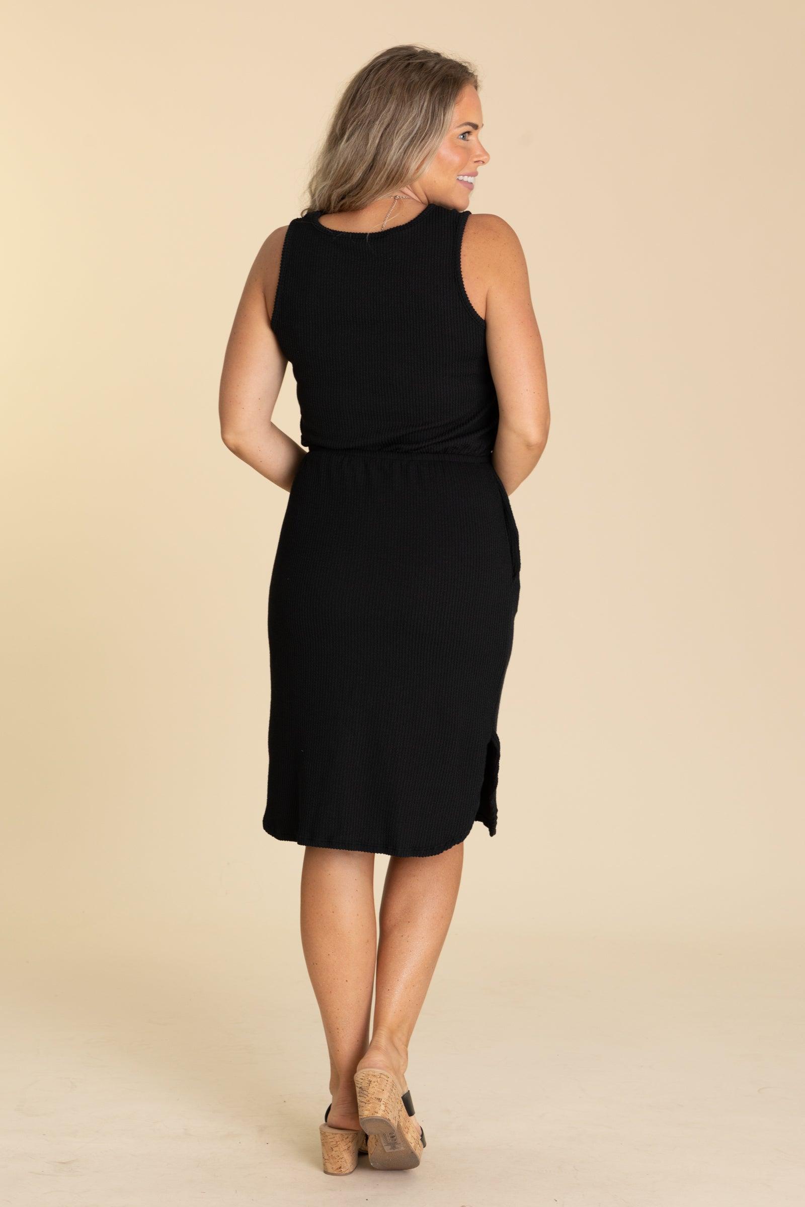 Ribbed Sleeveless Cinched Waist Dresses Product Image