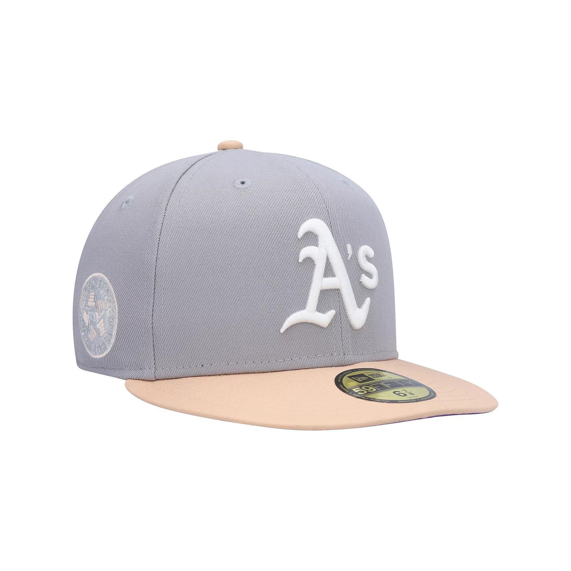 Men's New Era Gray/Peach Oakland Athletics 1987 MLB All-Star Game Purple Undervisor 59FIFTY Fitted Hat,  Product Image