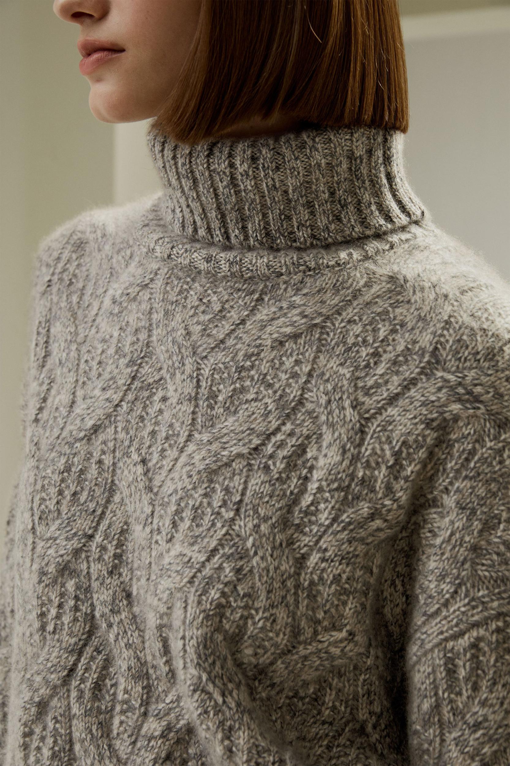 Cable-Knit Cashmere Turtleneck Sweater Product Image