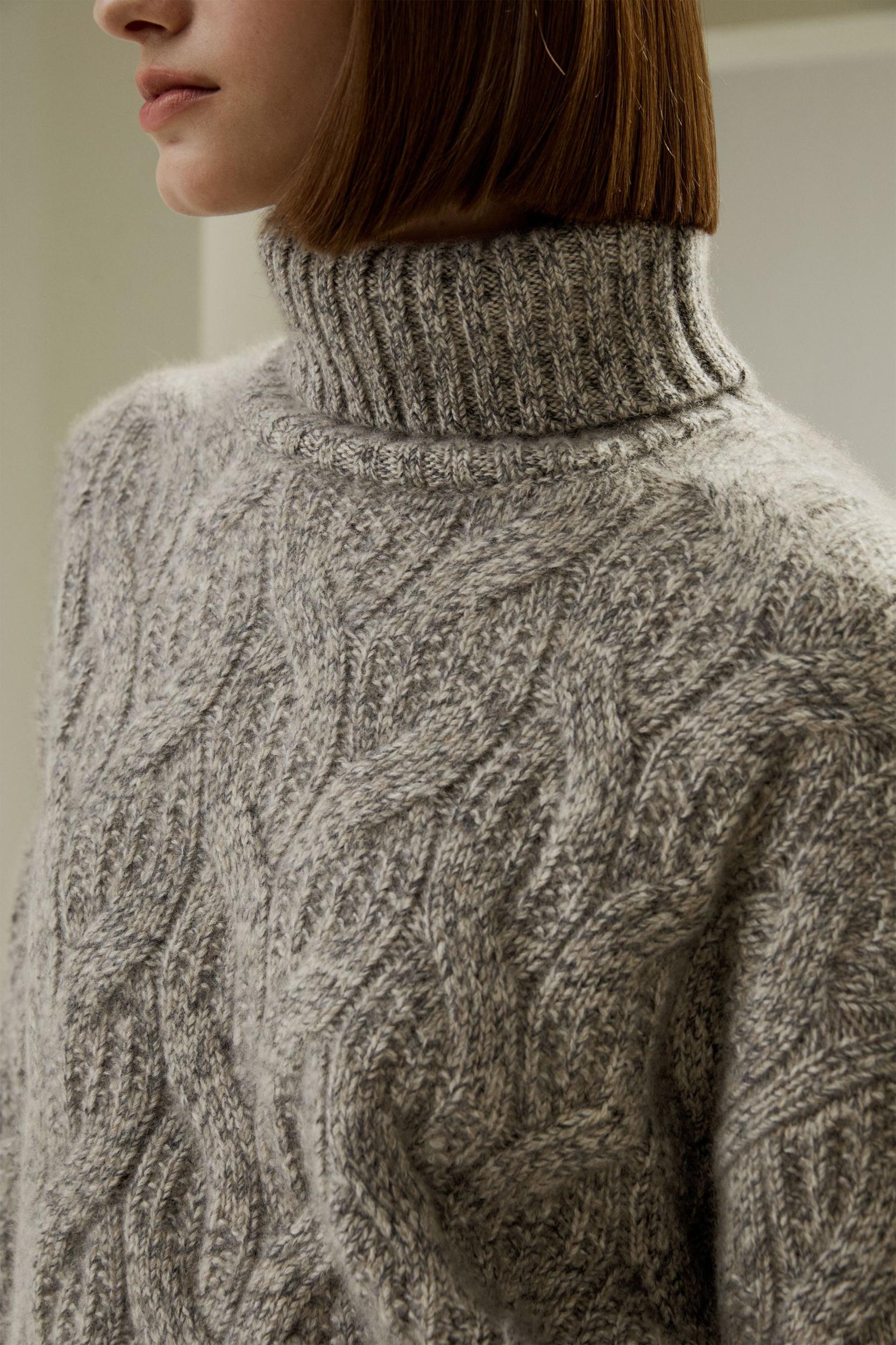 Cable-Knit Cashmere Turtleneck Sweater Product Image