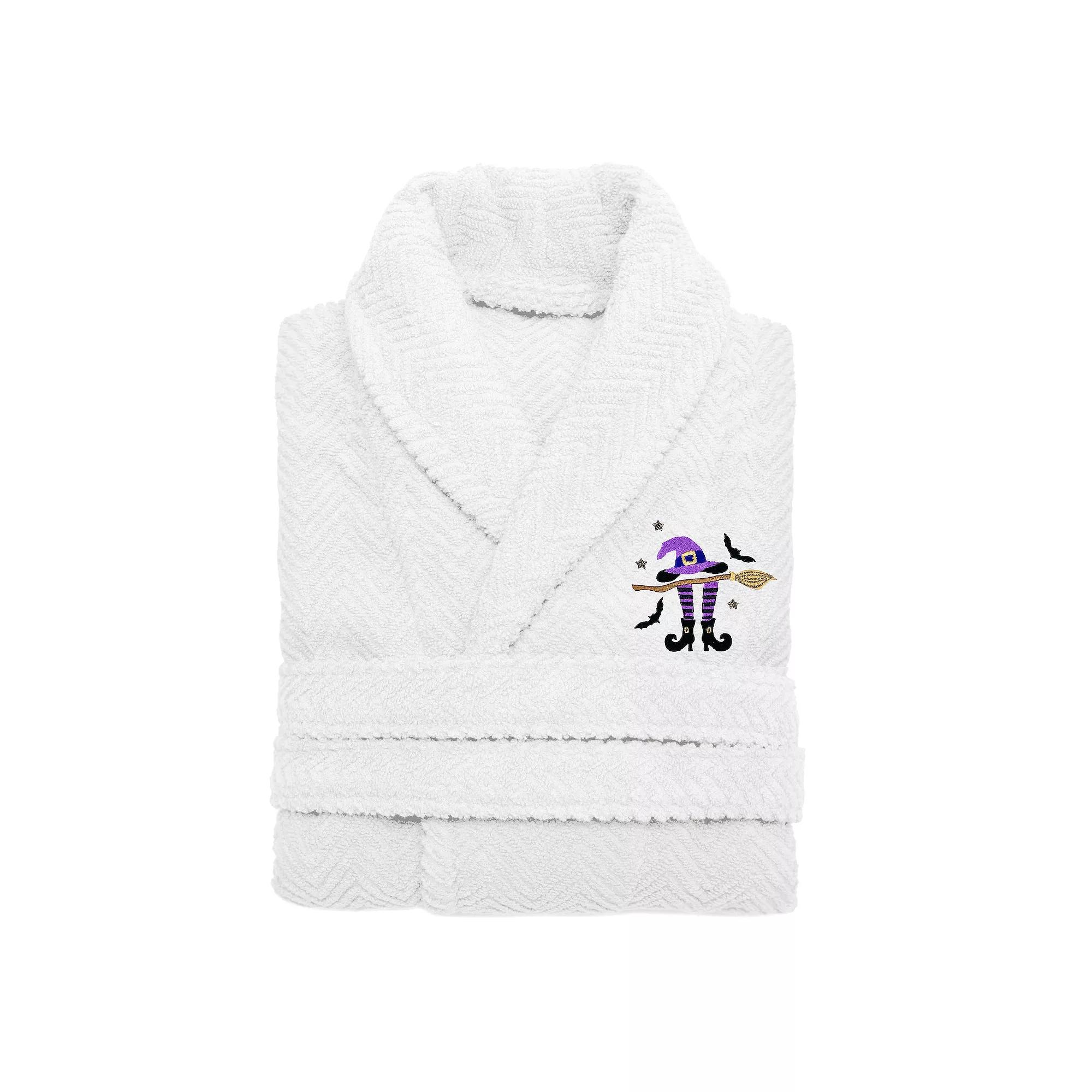 Linum Home Textiles Adult 100% Turkish Cotton Herringbone Weave Embroidered Bathrobe - Hat-Broom-Legs, Adult Unisex,  Product Image
