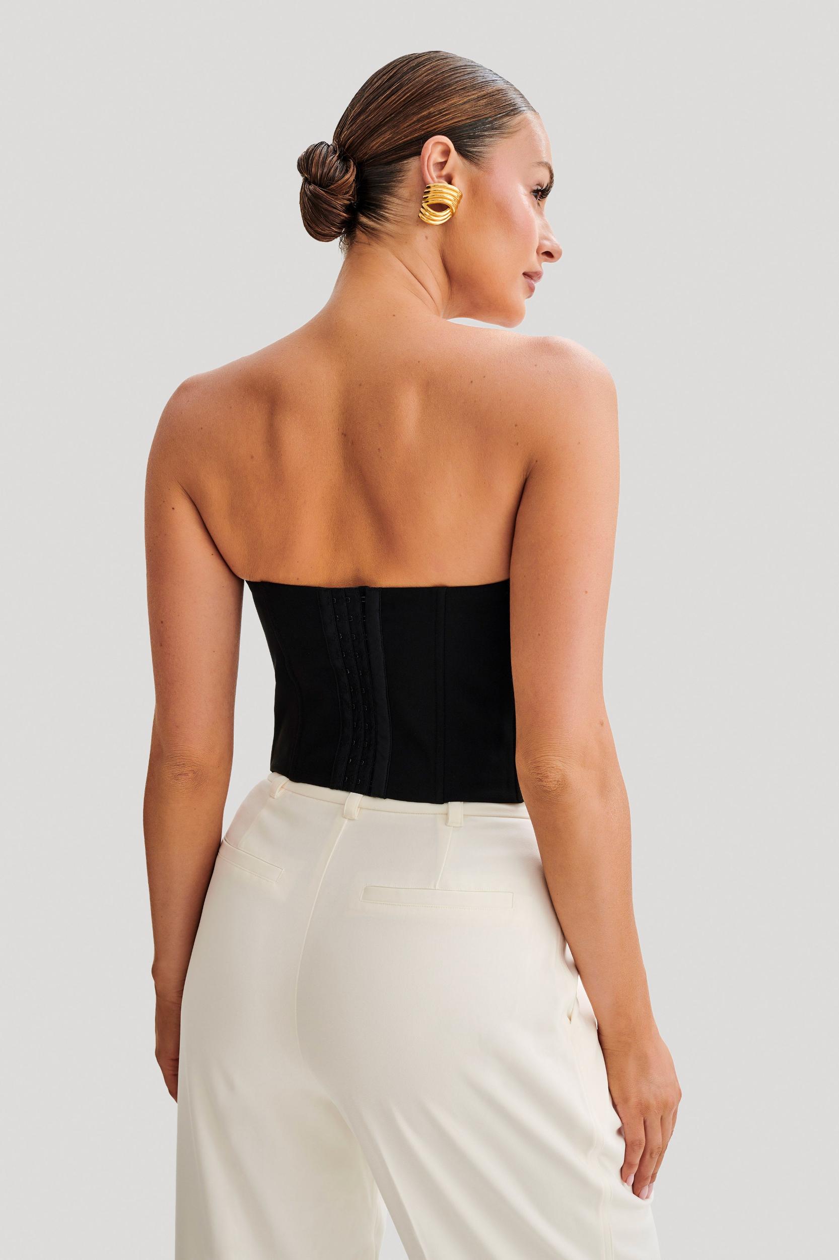 Oceane Contrast Suiting Strapless Corset - Black Product Image