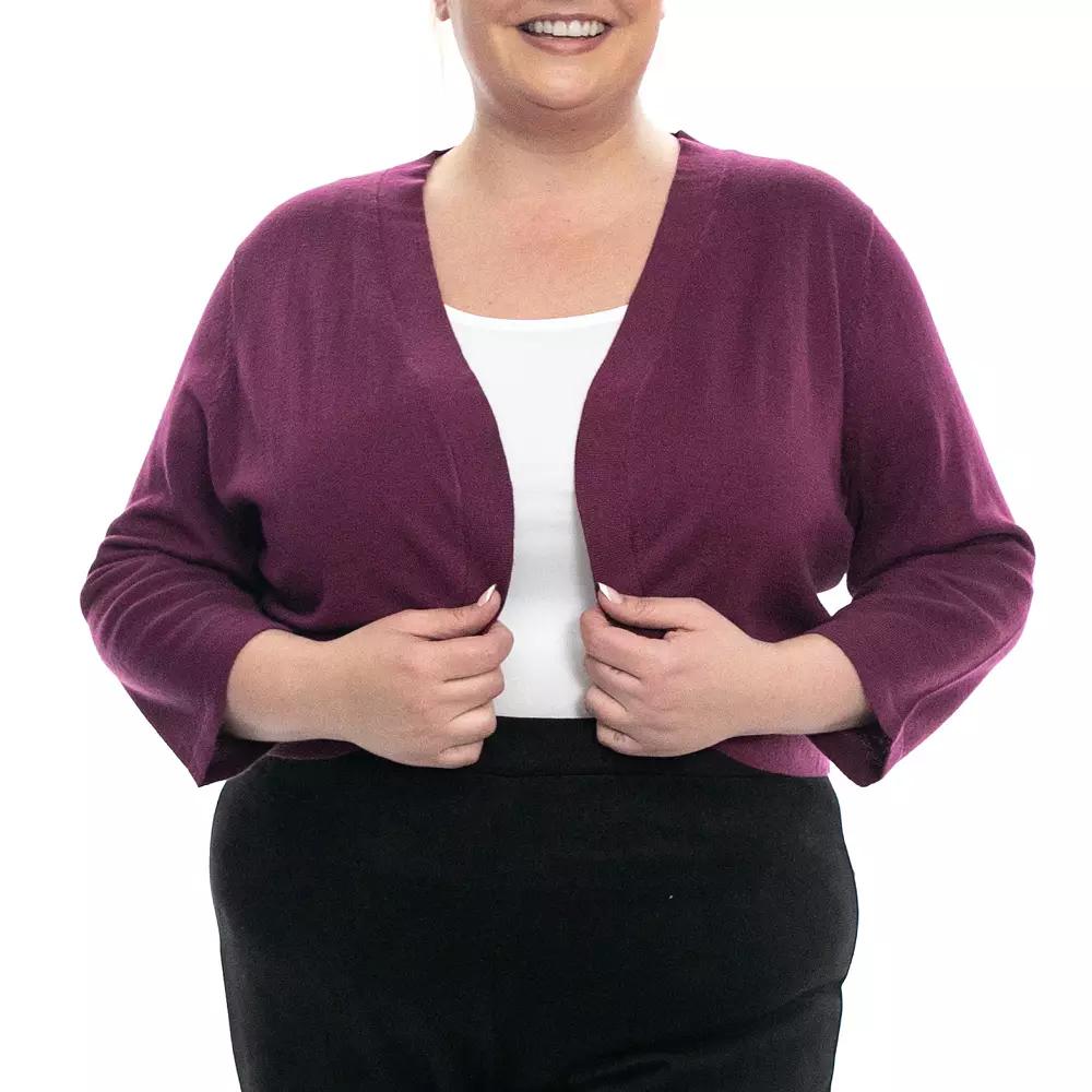 Plus Size Nina Leonard Classic Bolero, Women's, Size: 2XL, Crisp Pink Product Image
