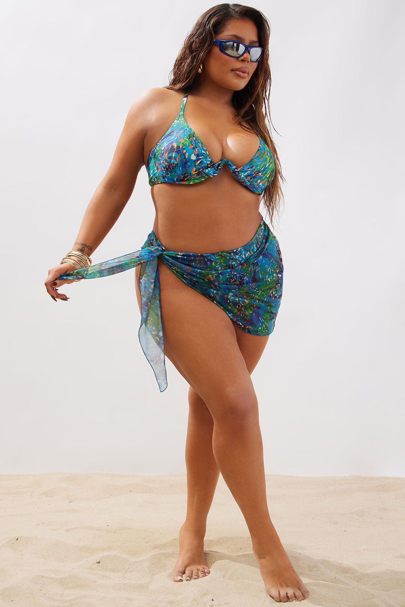 Sabina 3 Piece Bikini Set - Blue/combo Product Image