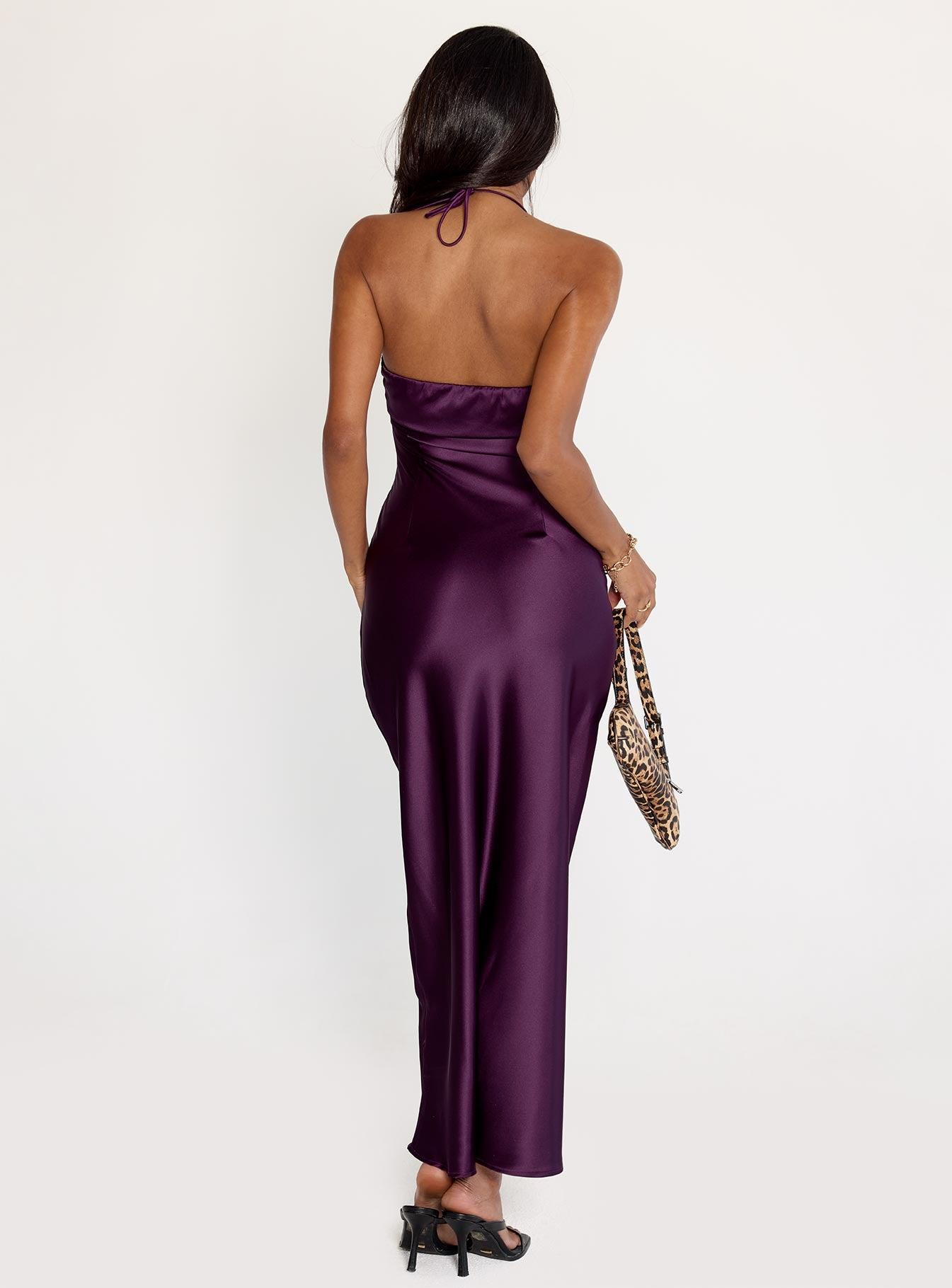 Fireproof Halter Maxi Dress Plum Product Image
