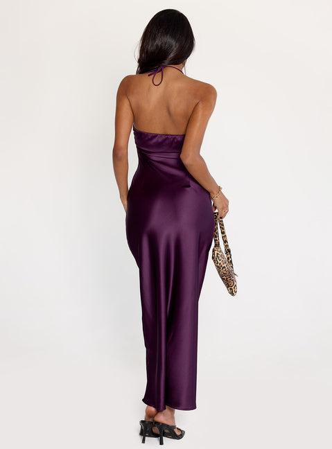 Fireproof Halter Maxi Dress Plum Product Image